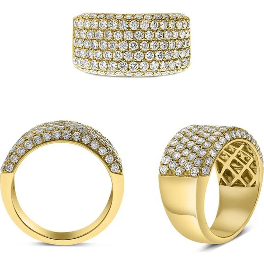 Roman & Jules - 14K Yellow Gold Pave Set Diamond Band Ring with 1.96 Carat Total Round Diamonds