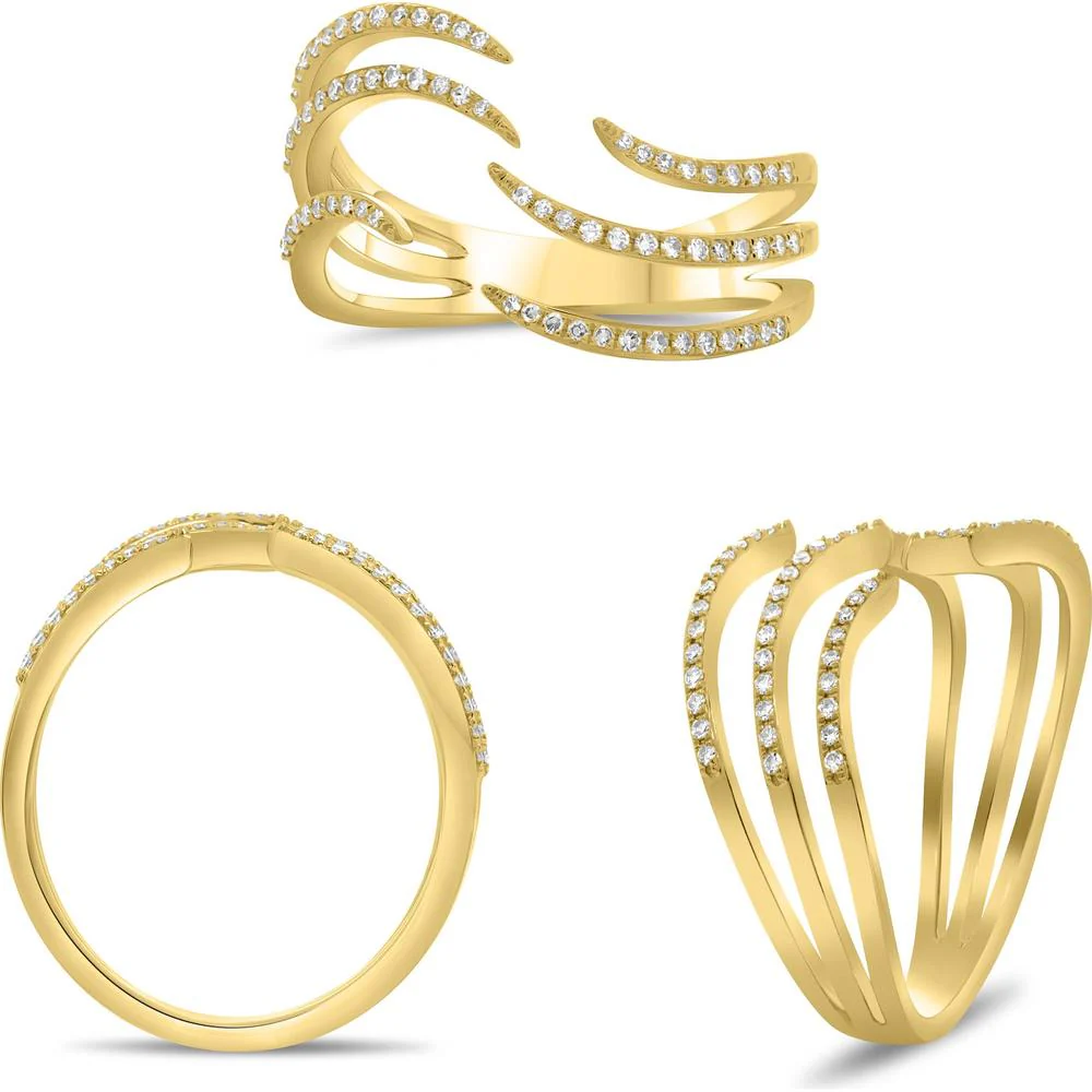 Roman & Jules - 14K Yellow Gold Pave-Set Diamond Ring - 0.20 Carat Total Diamond Weight