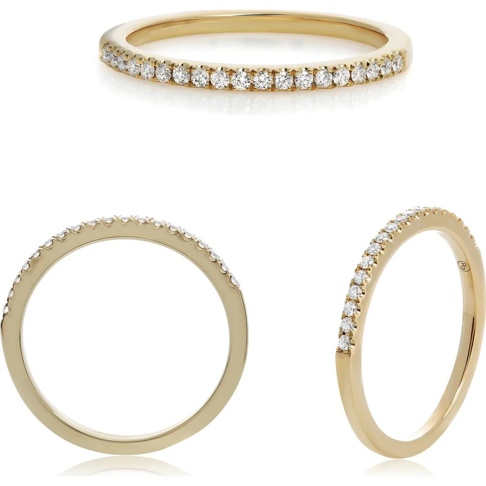 Roman & Jules - 14K Yellow Gold Pave-Set Round Diamond Ring - 0.14 Carat Total Diamond Weight