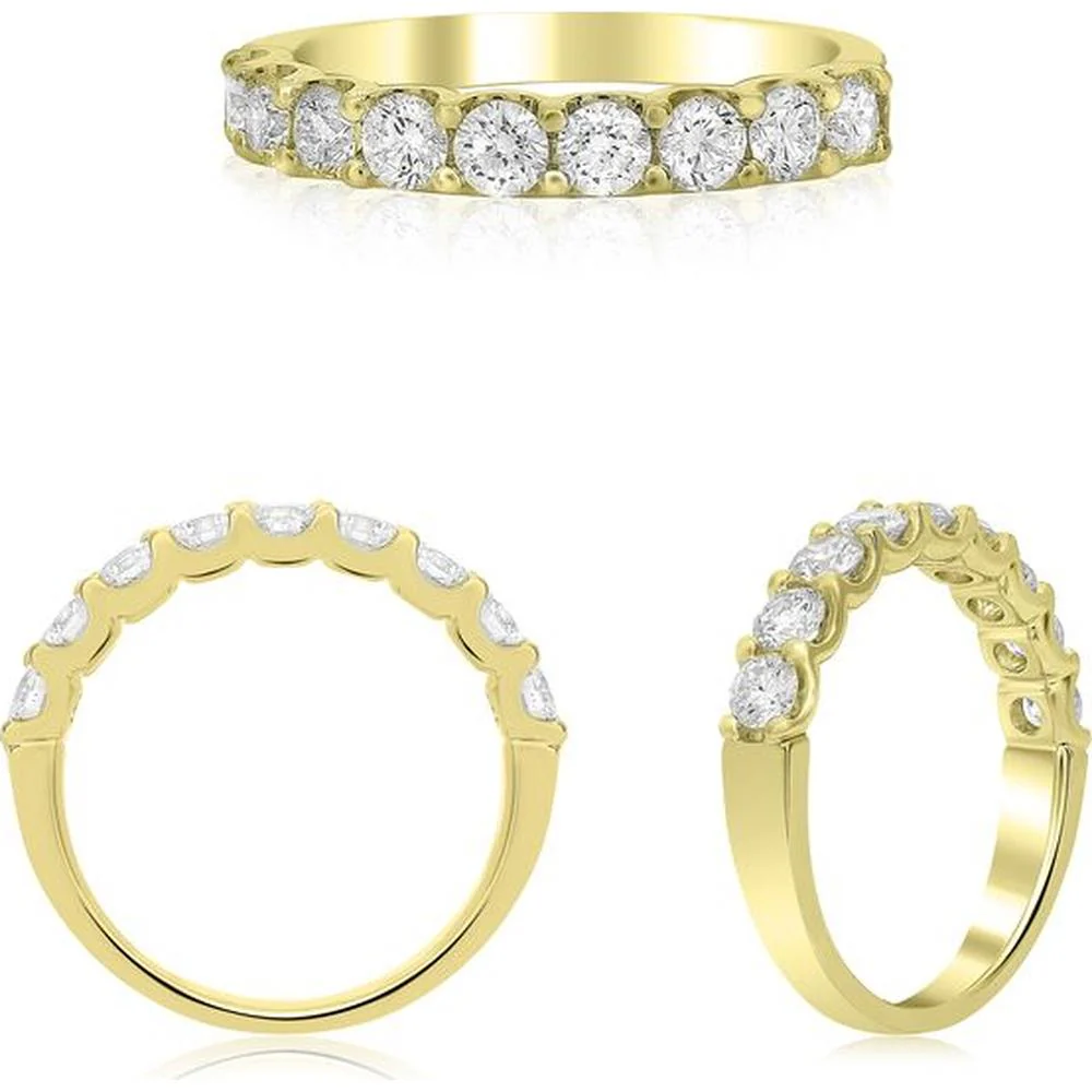 Roman & Jules - 14K Yellow Gold Round Diamond Band with Shared U-Prong Setting - 1.00 Carat Total Diamond Weight
