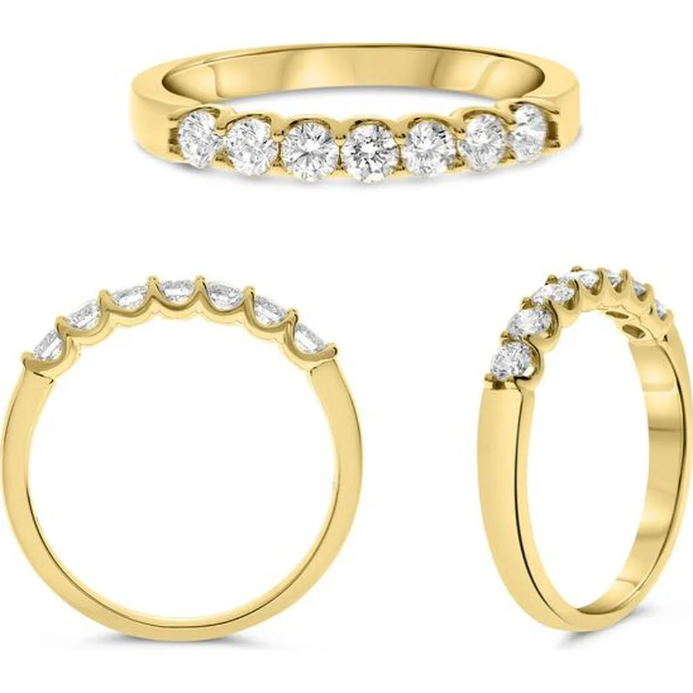 Roman & Jules - 14K Yellow Gold Round Diamond Band with Shared U-Shape Setting - 0.50 Carat Total Diamond Weight