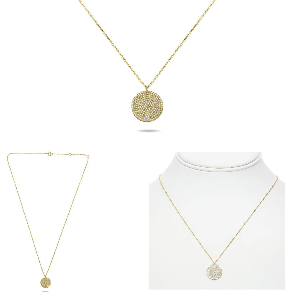 Roman & Jules - 14K Yellow Gold Round Diamond Cluster Necklace - 0.41 Carat Total Diamond Weight