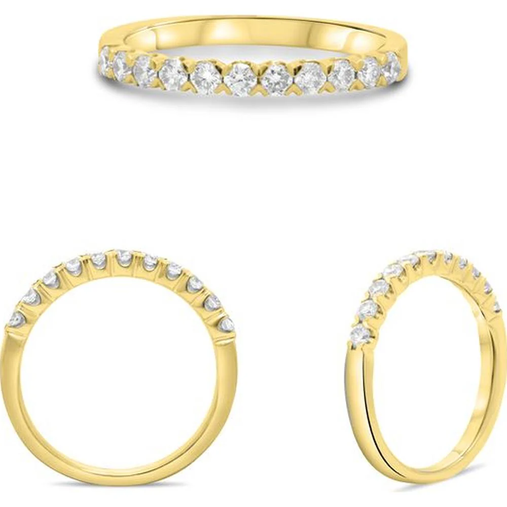 Roman & Jules - 14K Yellow Gold Round Diamond Fishtail Set Band - 0.31 Carat Total Diamond Weight
