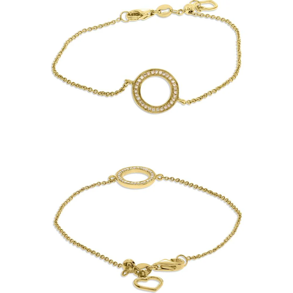 Roman & Jules - 14K Yellow Gold Round Diamond Halo Bracelet - 0.09 Carat Total Diamond Weight