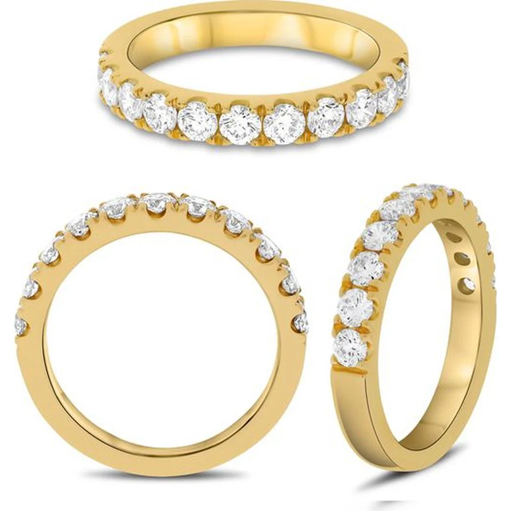 Roman & Jules - 14K Yellow Gold Round Diamond Micropavé Band - 1.00 Carat Total Diamond Weight