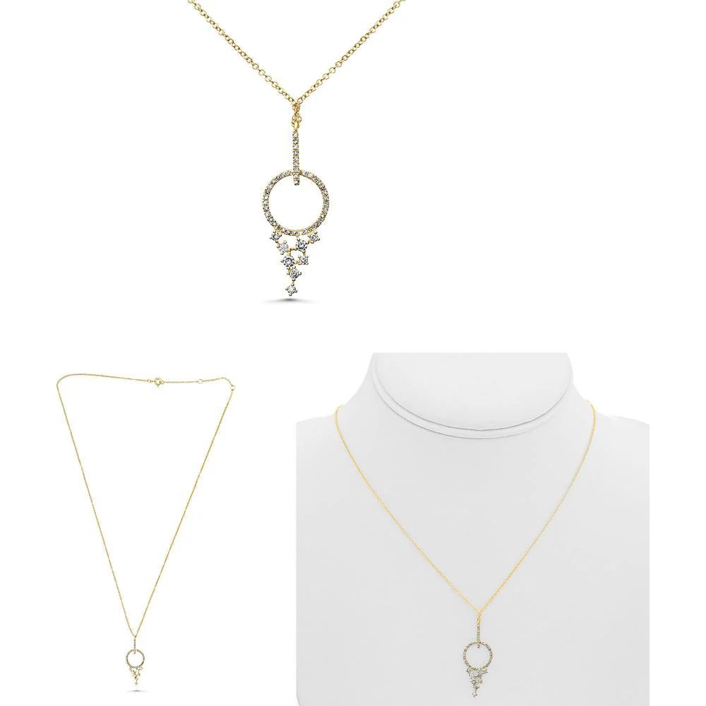 Roman & Jules - 14K Yellow Gold Round Diamond Pendant Necklace - 0.29 Carat Total Diamond Weight