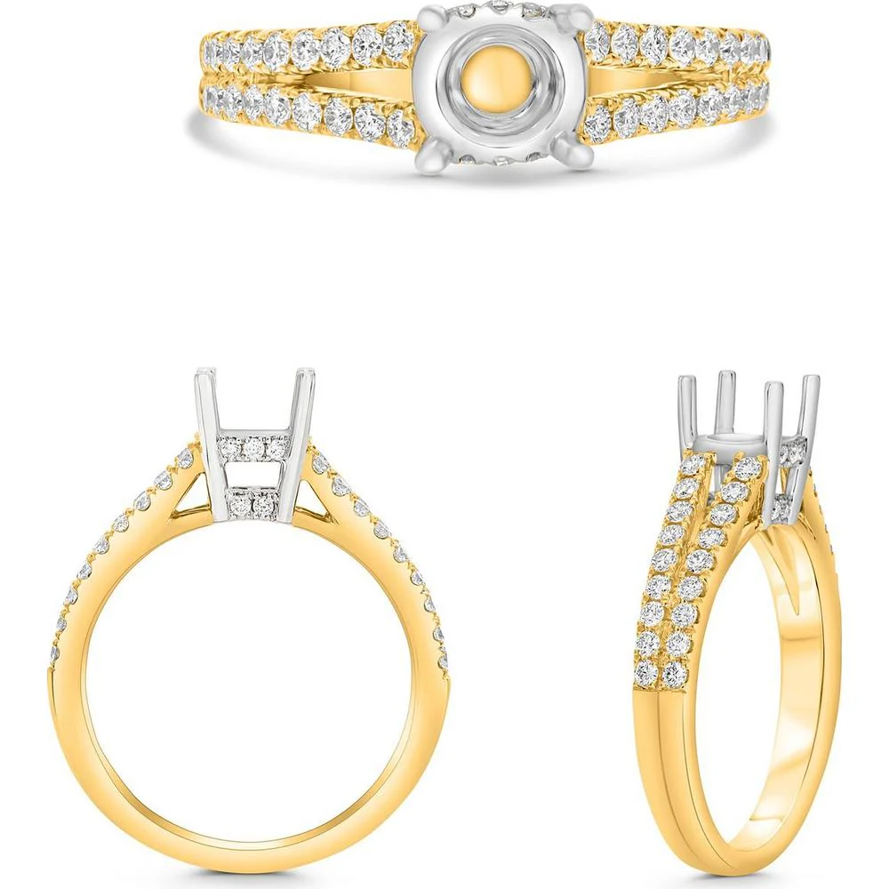 Roman & Jules - 14K Yellow Gold Round Diamond Split-Shank Ring - 0.52 Carat Total Diamond Weight