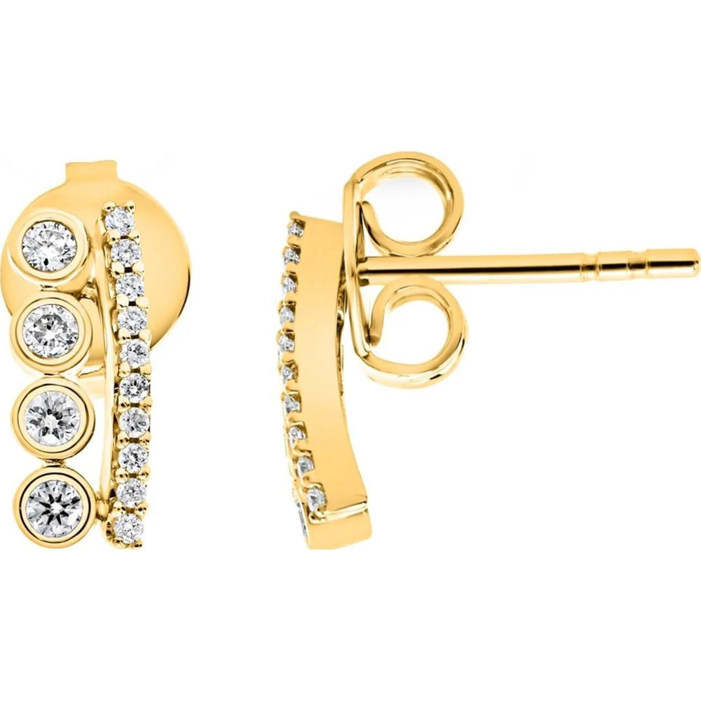 Roman & Jules - 14K Yellow Gold Round Diamond Stud Earrings - 0.20 Carat Total Diamond Weight