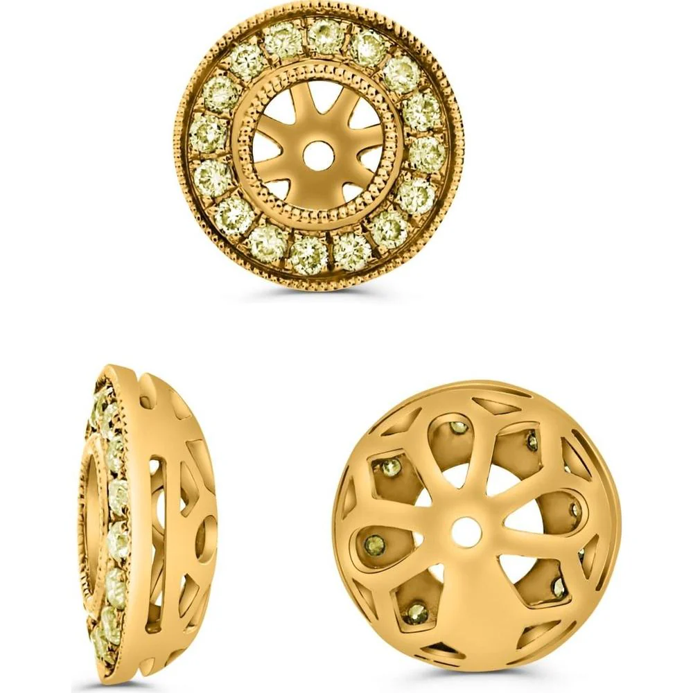 Roman & Jules - 14K Yellow Gold Round Fancy Yellow Diamond Halo Stud Earrings - 0.54 Carat Total Diamond Weight