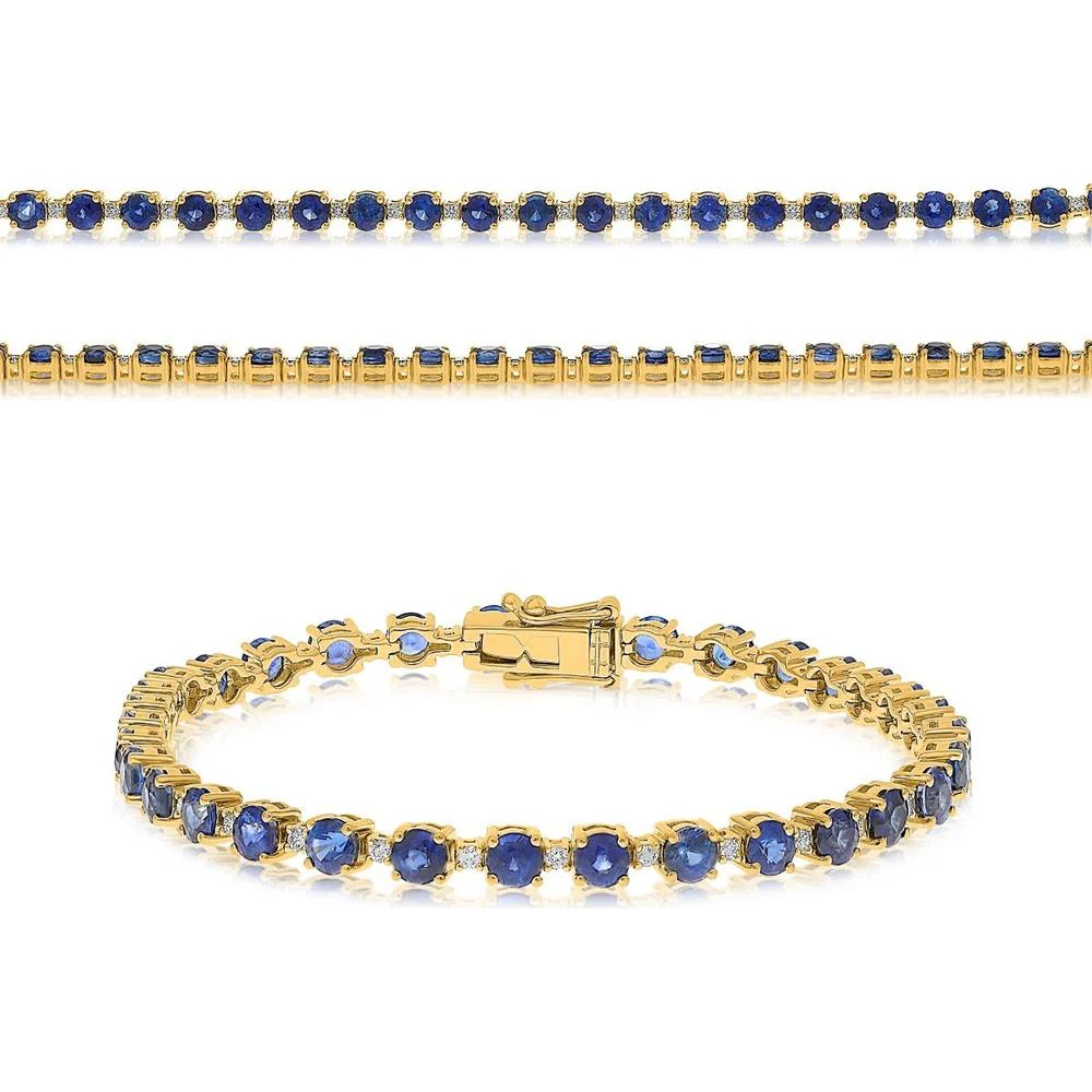 Roman & Jules - 14K Yellow Gold Sapphire Tennis Bracelet - 0.40 Carat Total Sapphire Weight