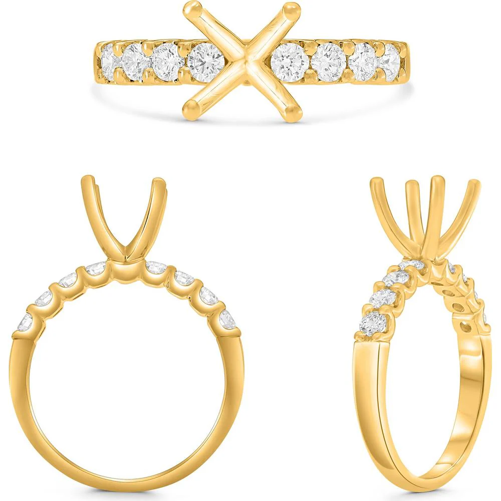 Roman & Jules - 14K Yellow Gold Shared Prong Round Diamond Ring - 2 Carat Total Diamond Weight