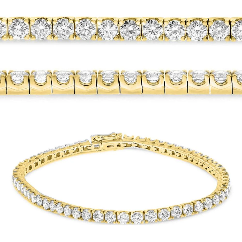 Roman & Jules - 14K Yellow Gold Tennis Bracelet with 5.00 Carat Round Diamonds in Prong Setting