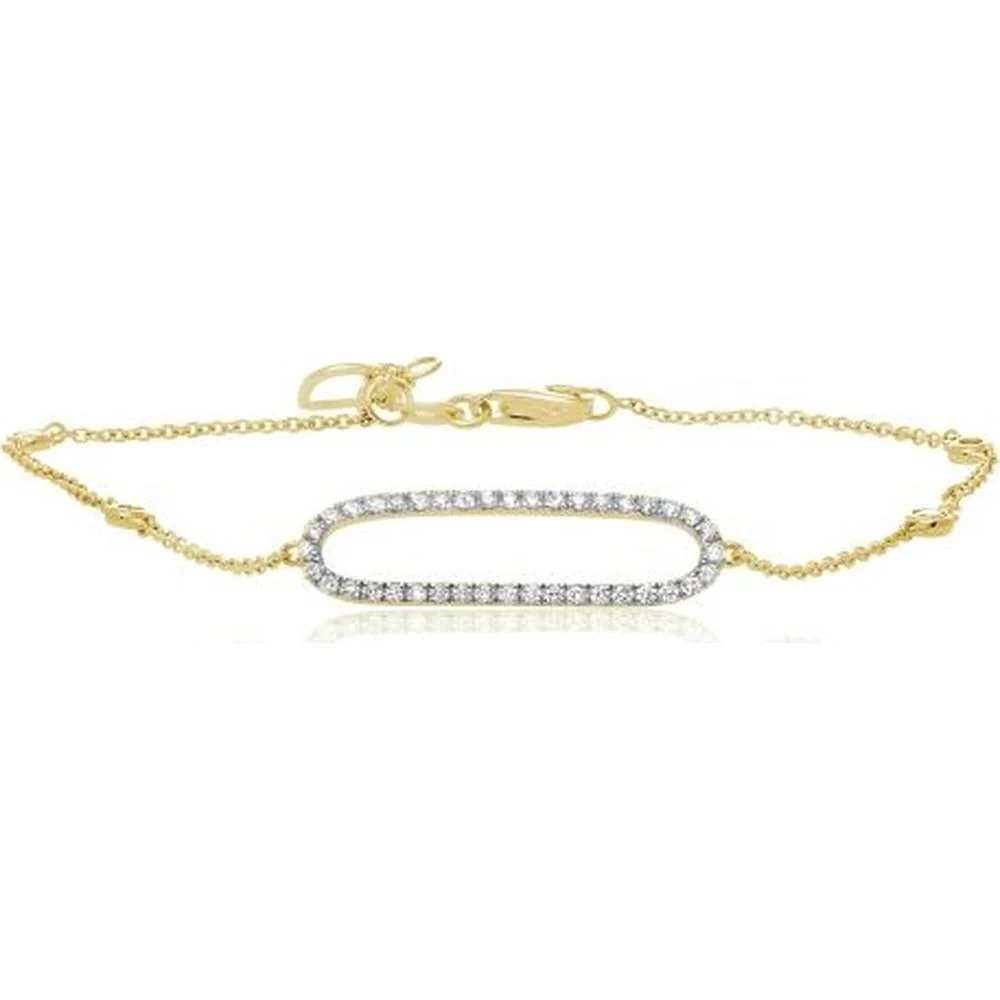 Roman & Jules - 14K Yellow Gold Tennis Bracelet with Micropavé Set Round Diamonds - 0.39 Carat Total Diamond Weight