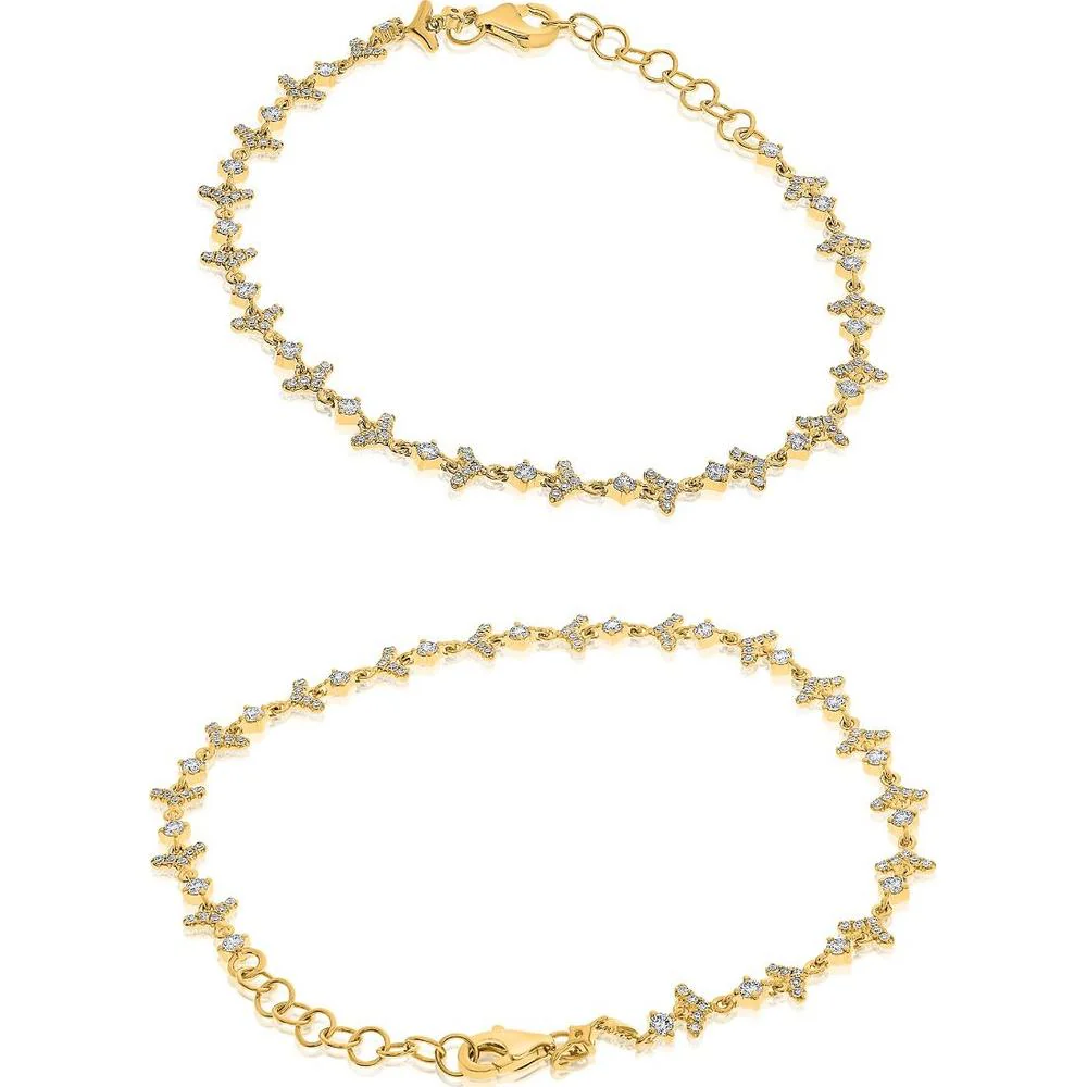Roman & Jules - 14K Yellow Gold Tennis Bracelet with Round Diamonds - 0.72 Carat Total Diamond Weight