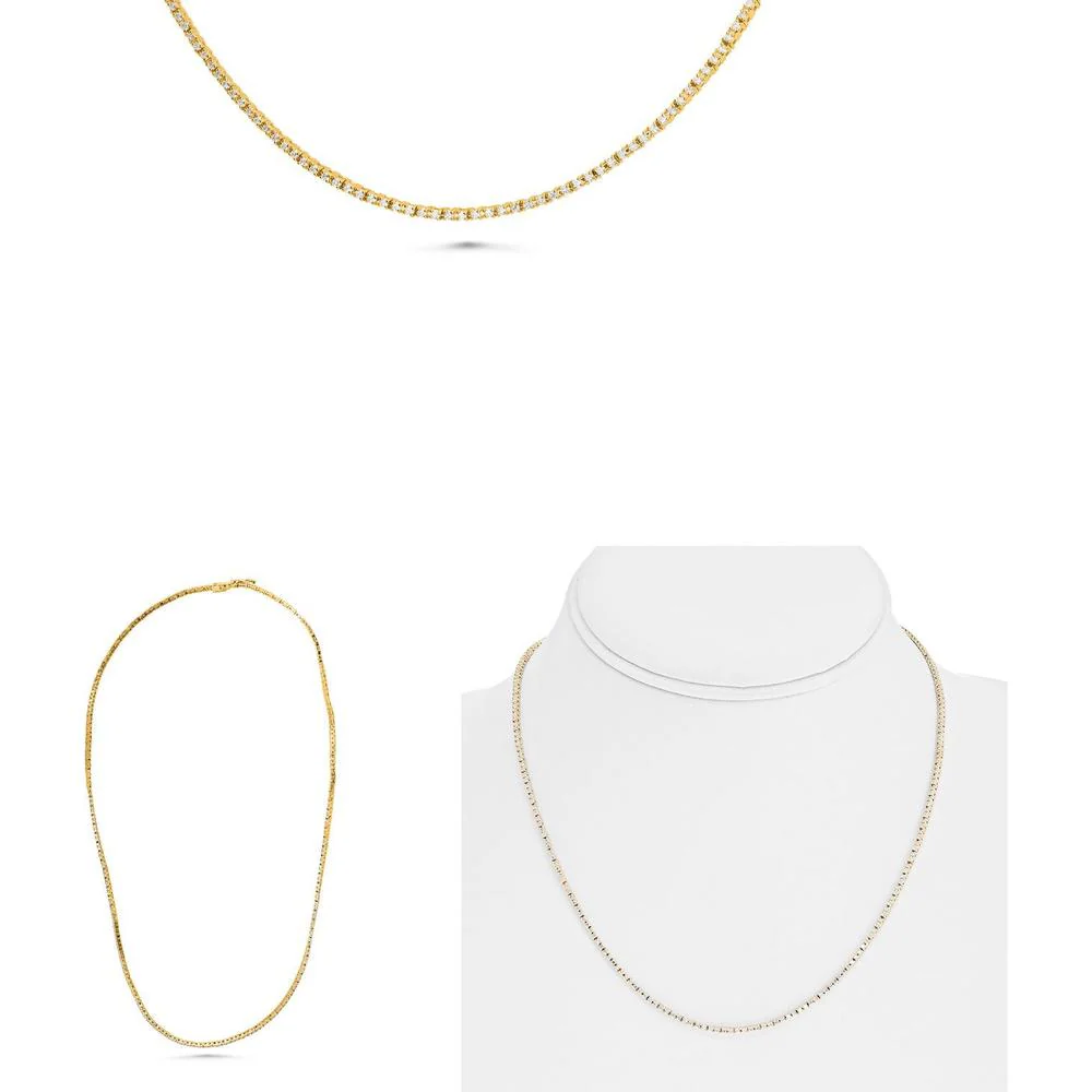 Roman & Jules - 14K Yellow Gold Tennis Necklace with 2.00 Carat Round Diamonds