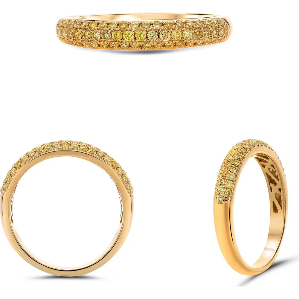 Roman & Jules - 14K Yellow Gold Three Row Band with Fancy Yellow Diamonds - 0.40 Carat Total Diamond Weight