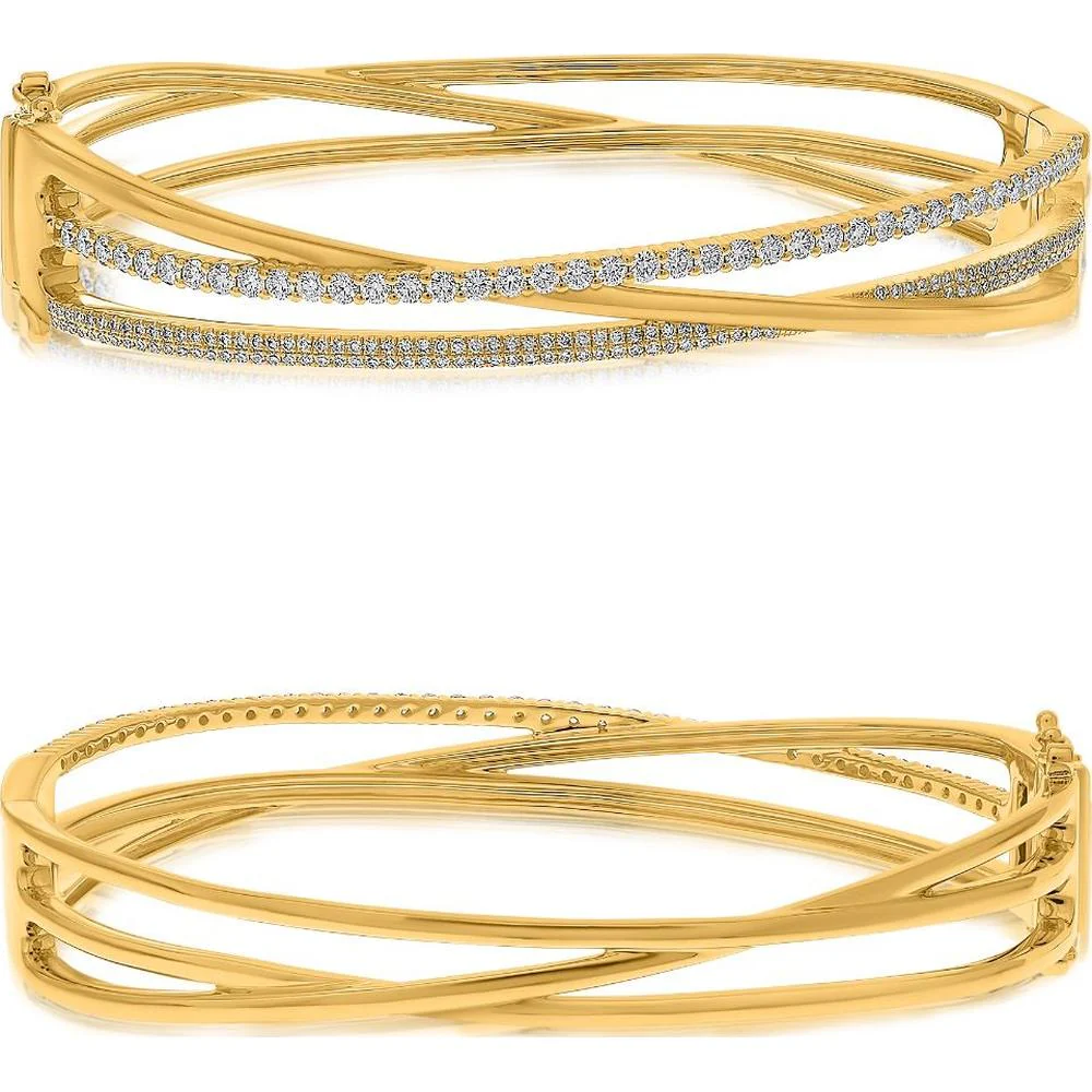 Roman & Jules - 14K Yellow Gold Twist Design Diamond Bracelet with 1.12 Carat Round Diamonds