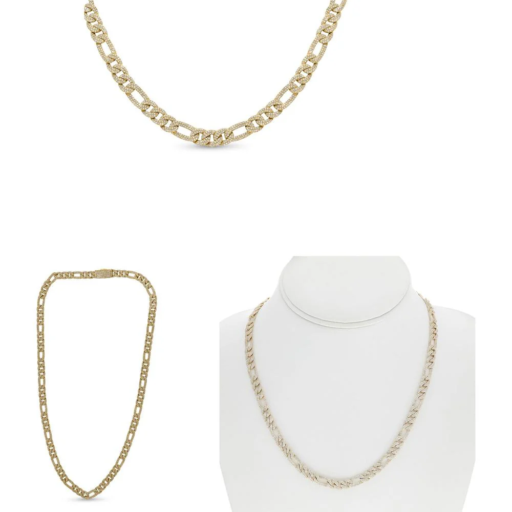 Roman & Jules - 14K Yellow Gold Y Chain Link Necklace with 4.50 Carat Round Diamonds - Shared Setting