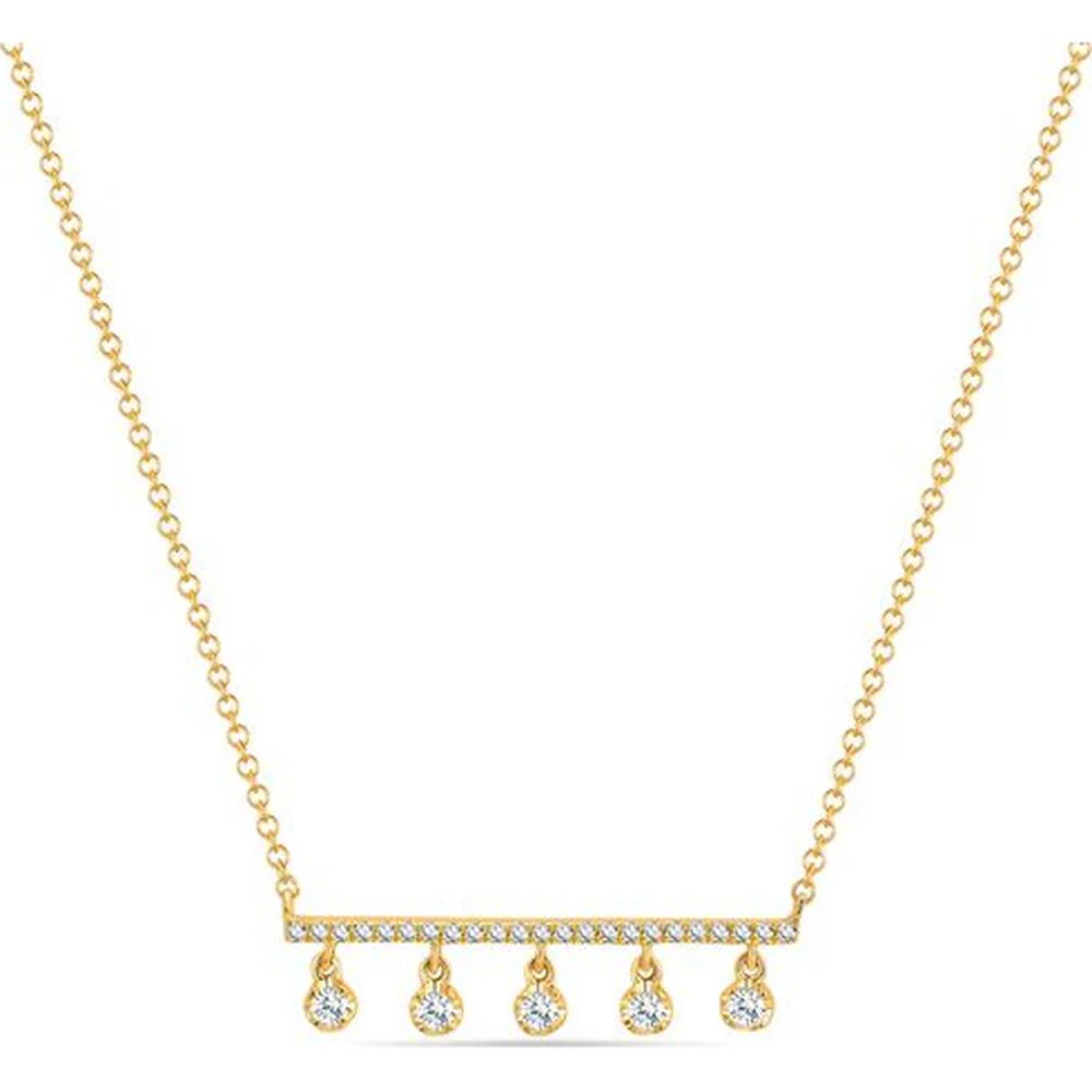 Roman & Jules - 14K Yellow Gold Y-Necklace with 0.18 Carat Round Diamonds