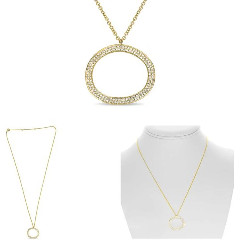 Roman & Jules - 14K Yellow Gold Y-Necklace with 0.27 Carat Round Diamonds in Pave Setting