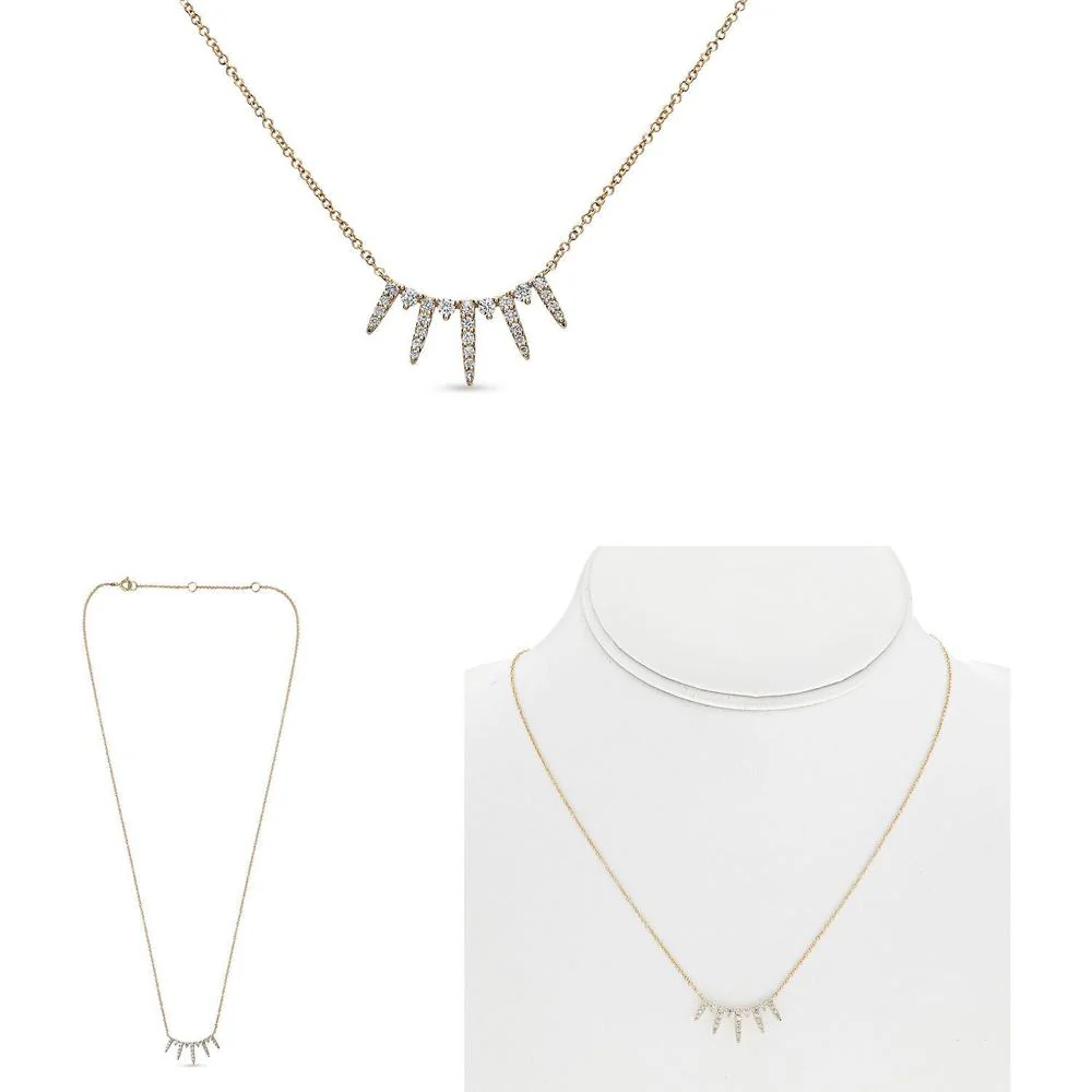 Roman & Jules - 14K Yellow Gold Y Necklace with 0.28 Carat Round Diamonds