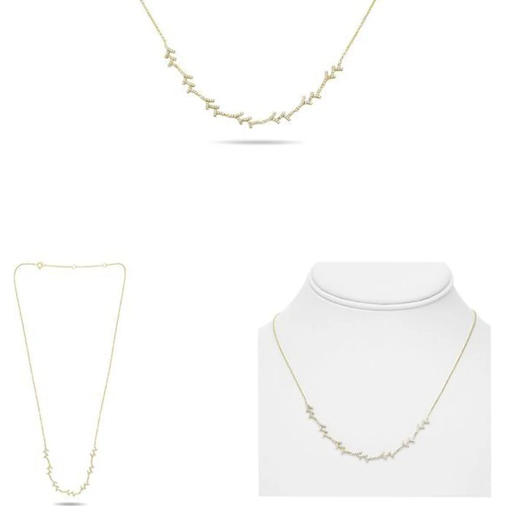 Roman & Jules - 14K Yellow Gold Y Necklace with 0.34 Carat Round Diamonds