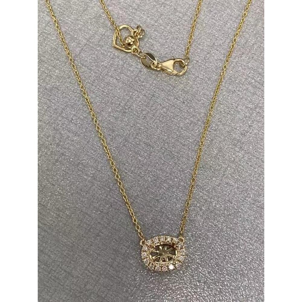 Roman & Jules - 14K Yellow Gold Y Necklace with Micropavé Halo and Round Diamonds - 0.12 Carat Total Diamond Weight