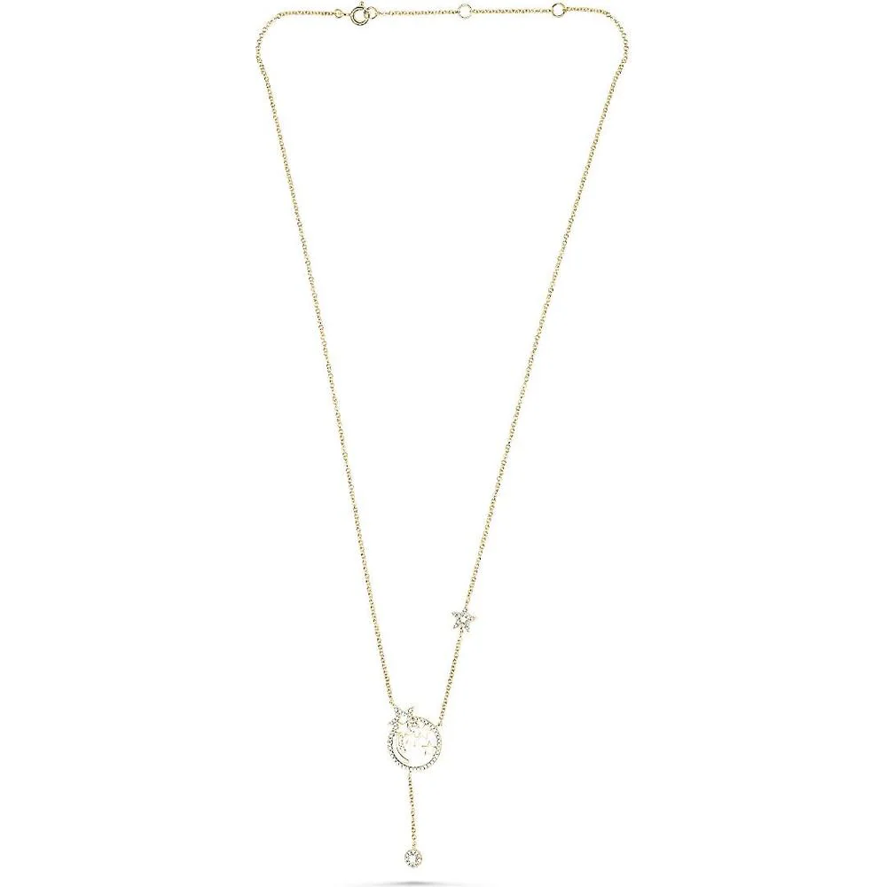 Roman & Jules - 14K Yellow Gold Y Necklace with Round Diamond - 0.23 Carat Total Diamond Weight