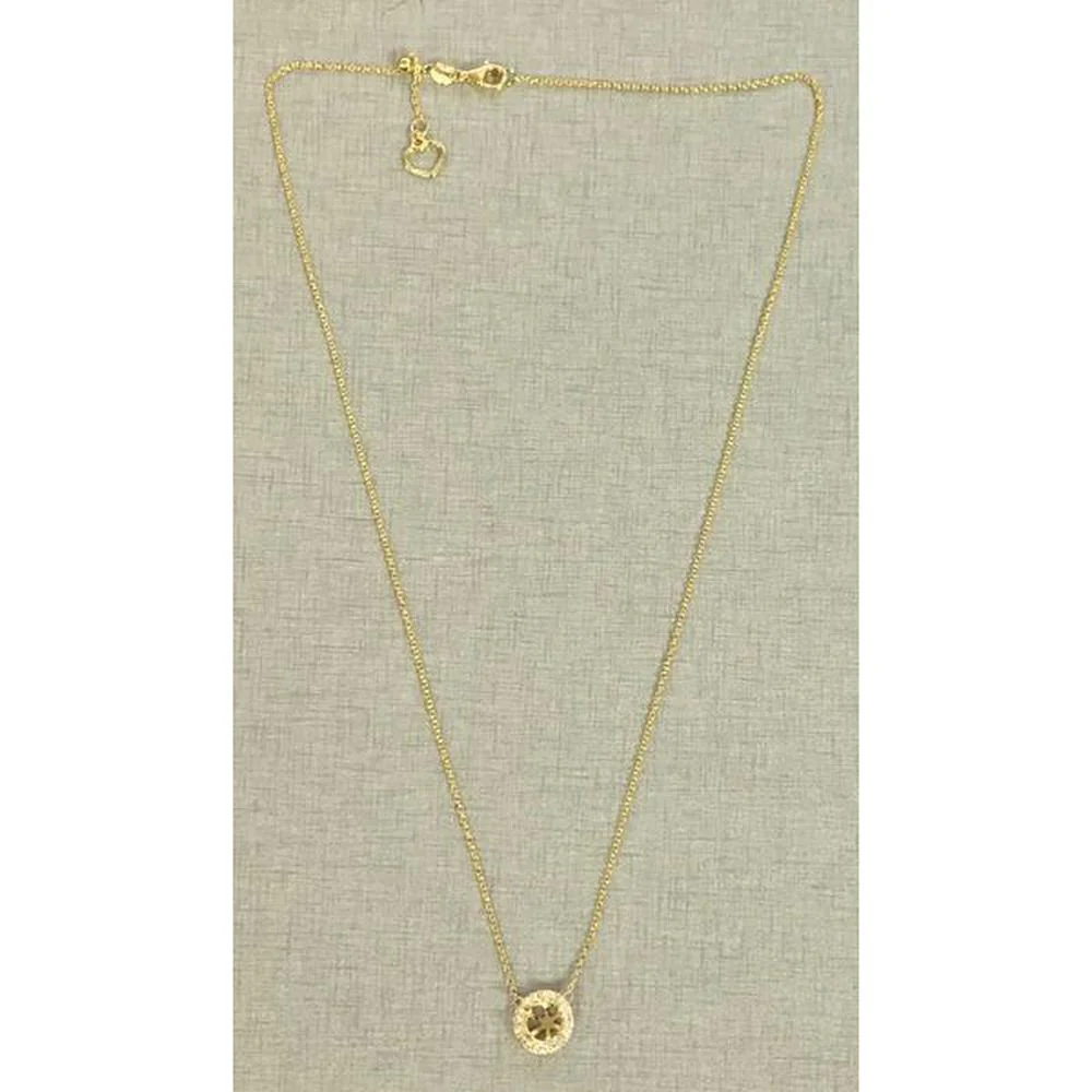 Roman & Jules - 14K Yellow Gold Y Necklace with Round Diamond Halo Pendant - 0.13 Carat Total Diamond Weight