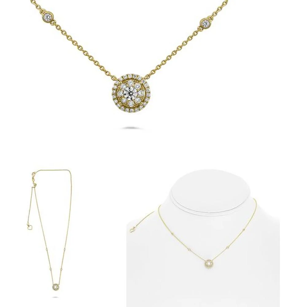 Roman & Jules - 14K Yellow Gold Y Necklace with Round Diamonds and Black Diamond Accents - 0.44 Carat Total Diamond Weight