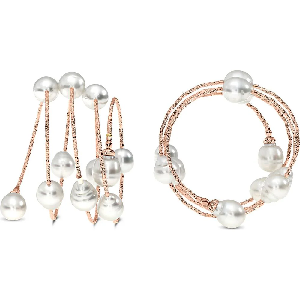 Roman & Jules - 18K Rose Gold Pearl Bracelet with 8mm+ Pearls - Elegant and Timeless Design