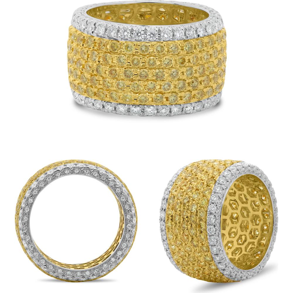 Roman & Jules - 18K White and Yellow Gold Eternity Band with Round Fancy Yellow Diamonds - 4.00 Carat Total Diamond Weight