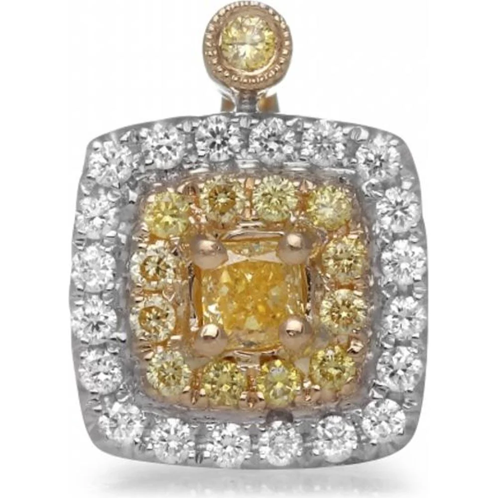 Roman & Jules - 18K White and Yellow Gold Fancy Yellow Diamond Pendant with Round Brilliant Diamonds - 0.41 Carat Total Diamond Weight
