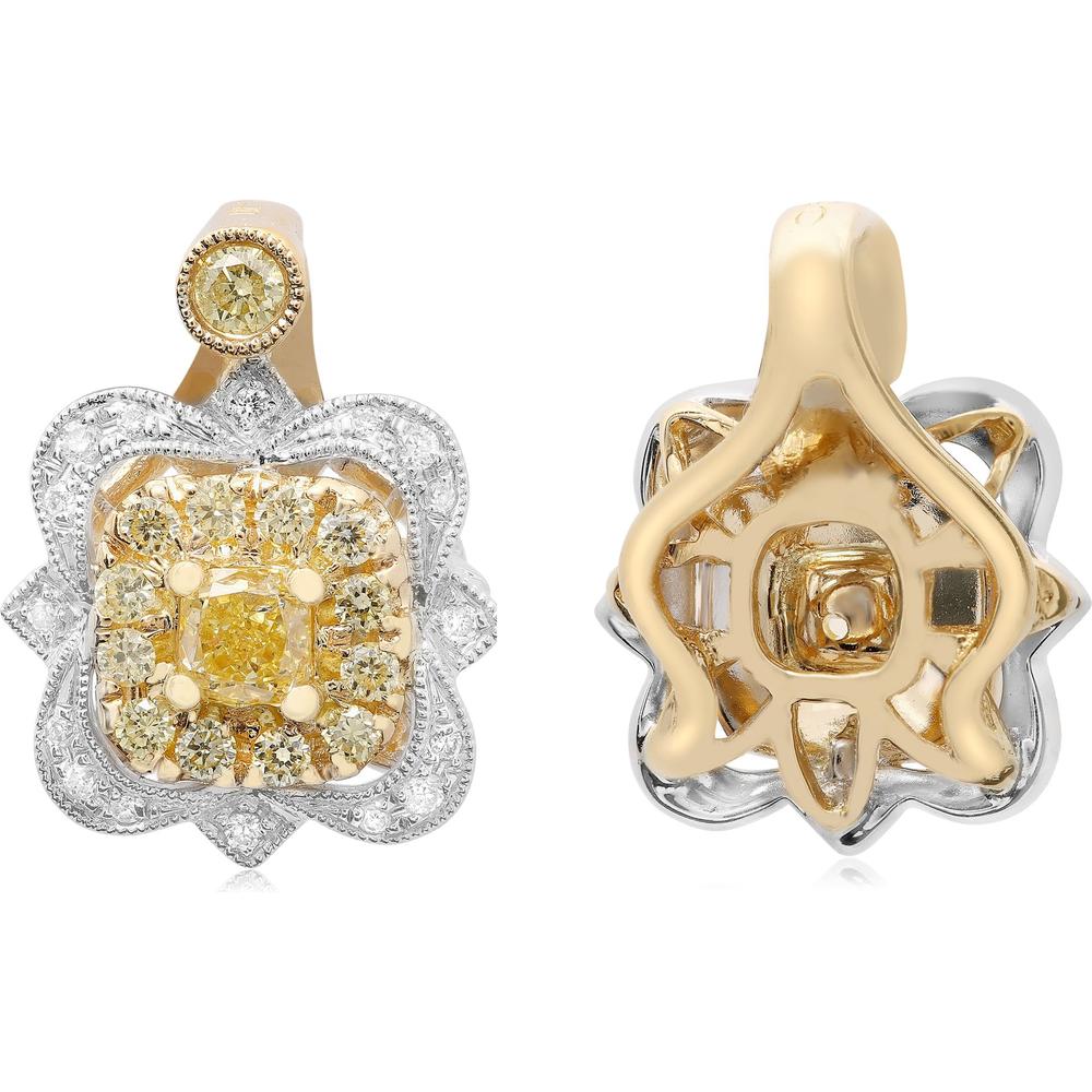 Roman & Jules - 18K White and Yellow Gold Ornate Pendant with Fancy Yellow and Round White Diamonds - 0.59 Carat Total Diamond Weight