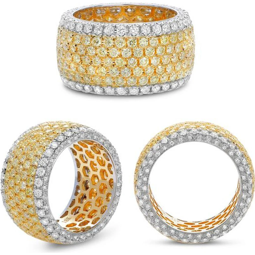 Roman & Jules - 18K White and Yellow Gold Pave Two-Tone Diamond Eternity Band - 4.28 Carat Total Diamond Weight