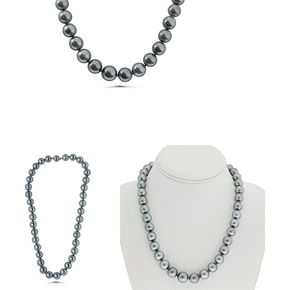 Roman & Jules - 18K White Gold Graduated Tahitian Pearl Necklace - 12.9-10mm Pearl Strand