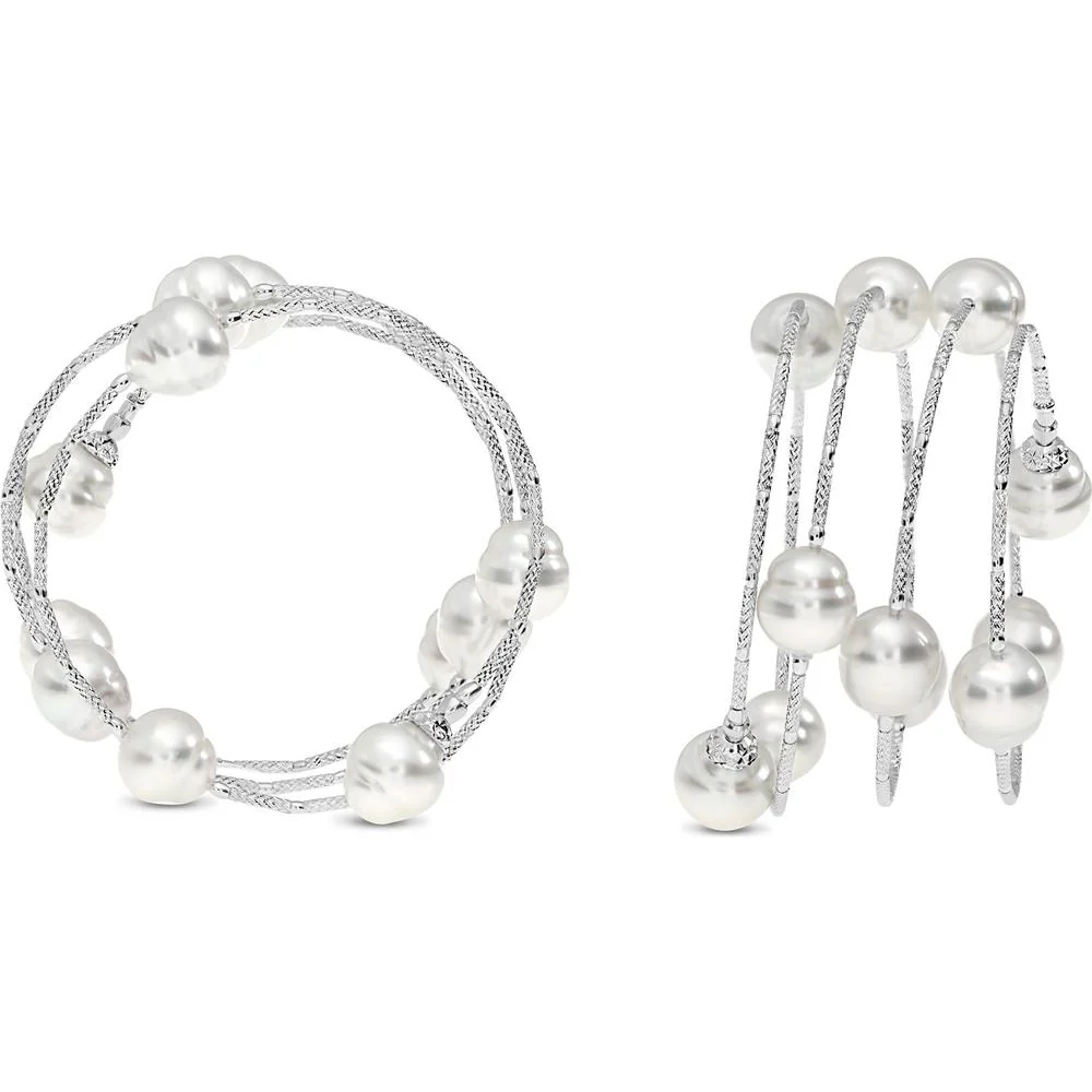 Roman & Jules - 18K White Gold Pearl Bracelet with Twisted Design - 10mm Pearls