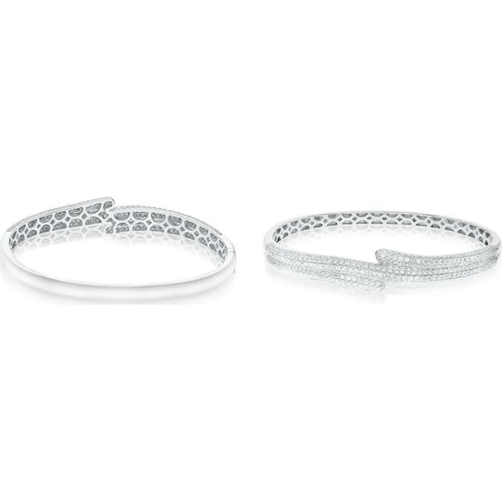Roman & Jules - 18K White Gold Round Diamond Bangle - 2.72 Carat Total Diamond Weight