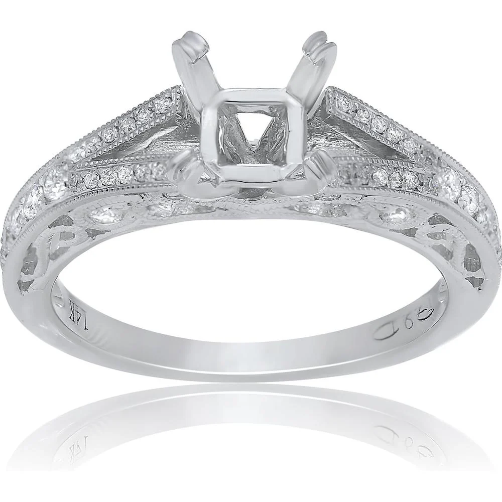 Roman & Jules - 18K White Gold Round Diamond Ring - 0.33 Carat Total Diamond Weight