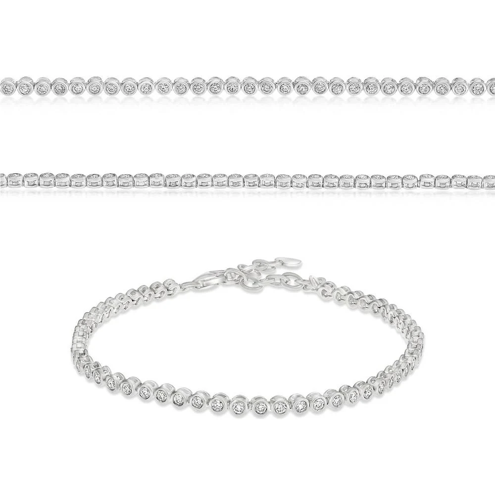 Roman & Jules - 18K White Gold Tennis Bracelet with Round Prong Set Diamonds - 1.00 Carat Total Diamond Weight