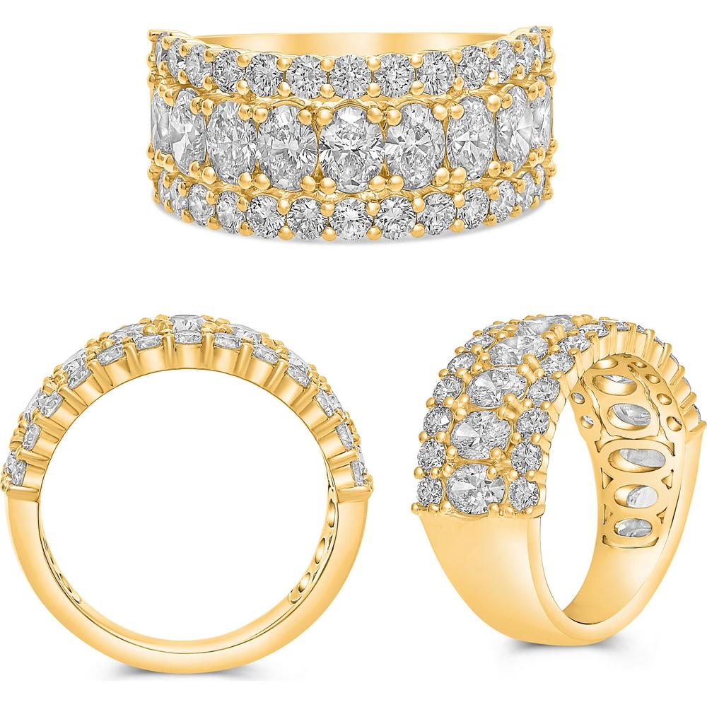 Roman & Jules - 18K Yellow Gold Band with Oval and Round Diamonds - 1.80 Carat Total Diamond Weight