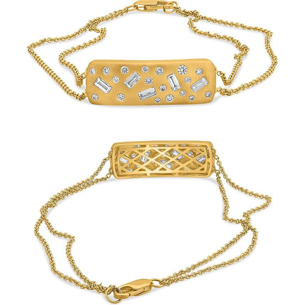 Roman & Jules - 18K Yellow Gold Bracelet with Round and Baguette Diamonds - 0.40 Carat Total Diamond Weight