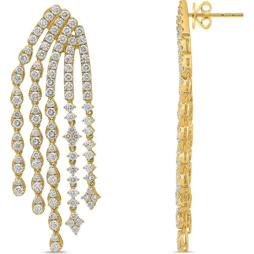 Roman & Jules - 18K Yellow Gold Cascading Diamond Earrings - 5.31 Carat Total Diamond Weight