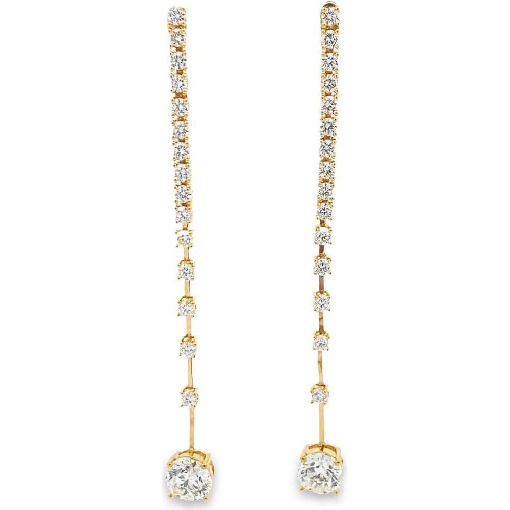 Roman & Jules - 18K Yellow Gold Diamond Drop Earrings with Round Brilliant Diamonds - 1.62 Carat Total Diamond Weight