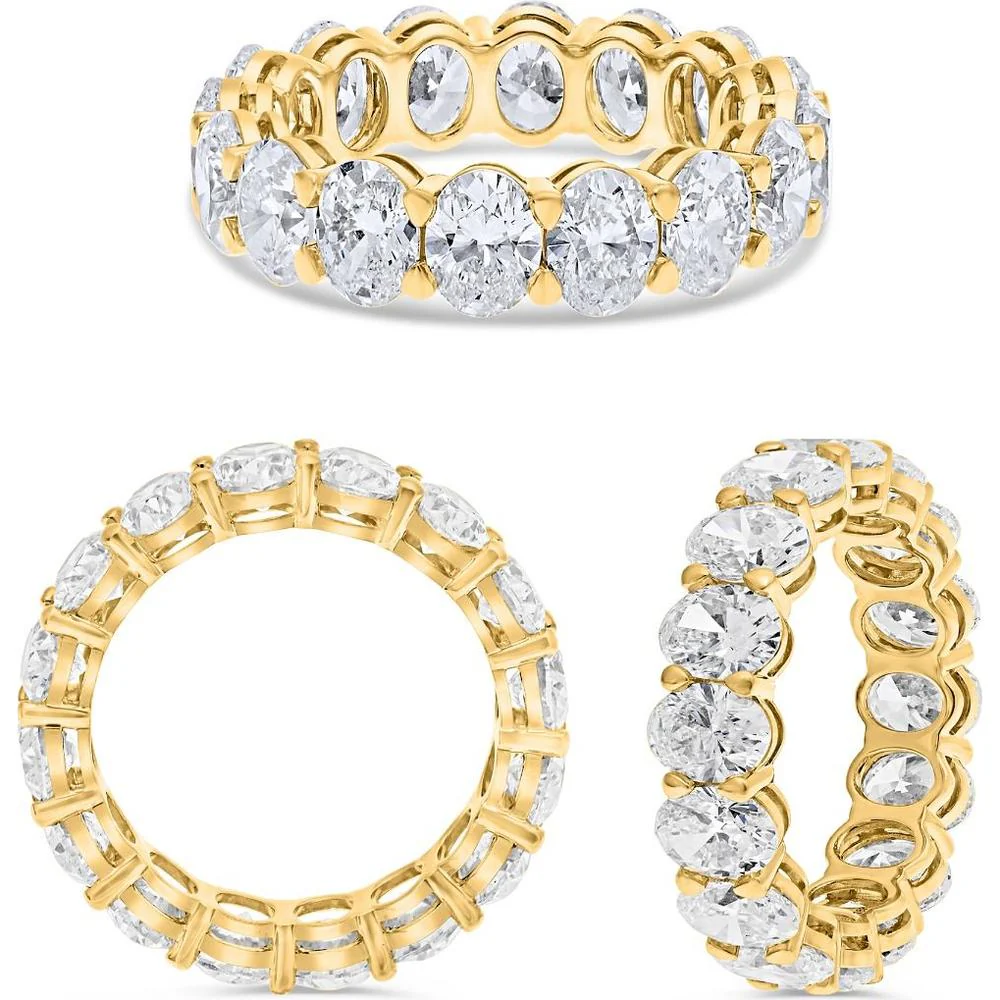 Roman & Jules - 18K Yellow Gold Oval Diamond Eternity Band - 6.00 Carat Total Diamond Weight