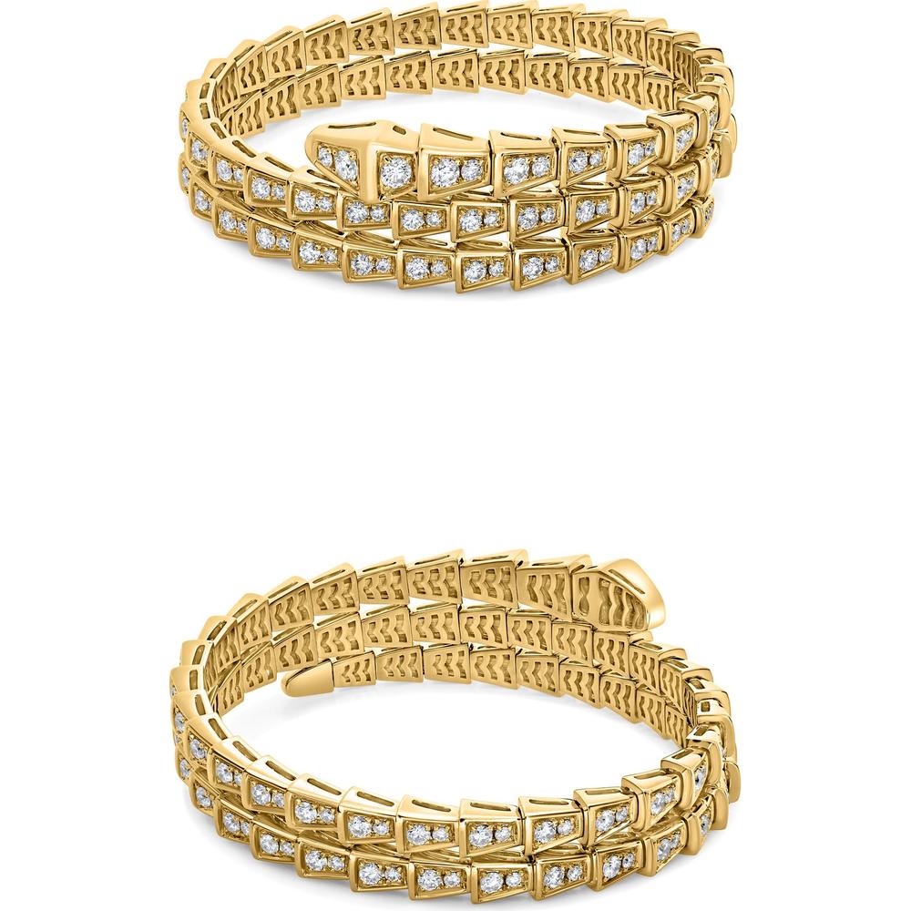Roman & Jules - 18K Yellow Gold Pave Set Round Diamond Bangle - 5.50 Carat Total Diamond Weight
