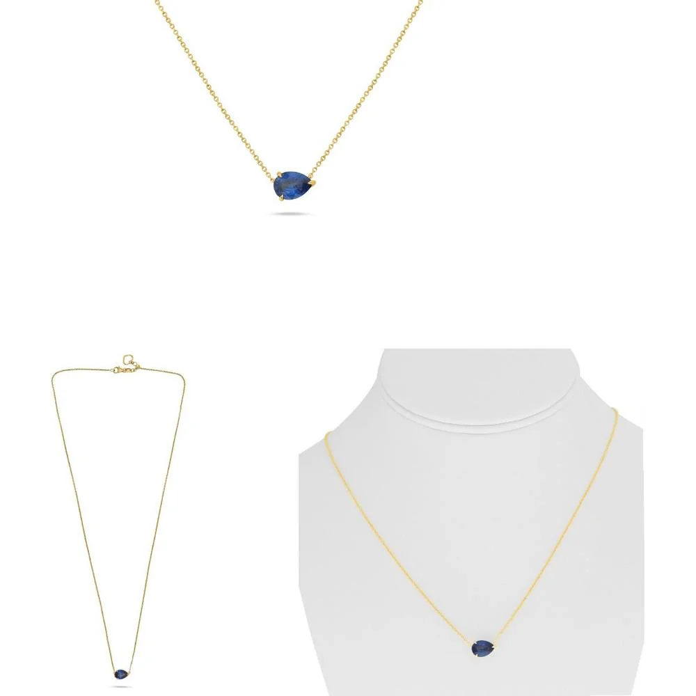 Roman & Jules - 18K Yellow Gold Pear-Shaped Sapphire Necklace - 1.72 Carat Sapphire