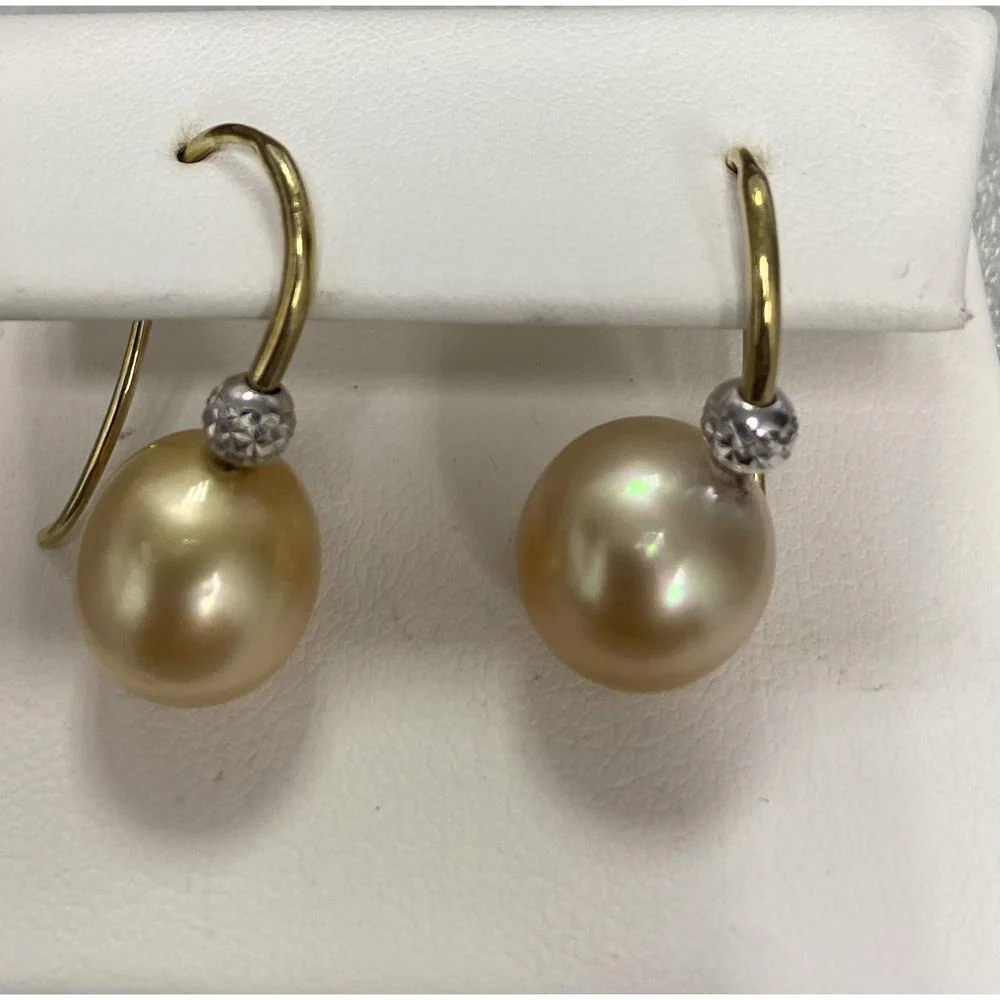 Roman & Jules - 18K Yellow Gold Pearl Hoop Earrings with 11mm Pearls - Luxury Fine Jewelry