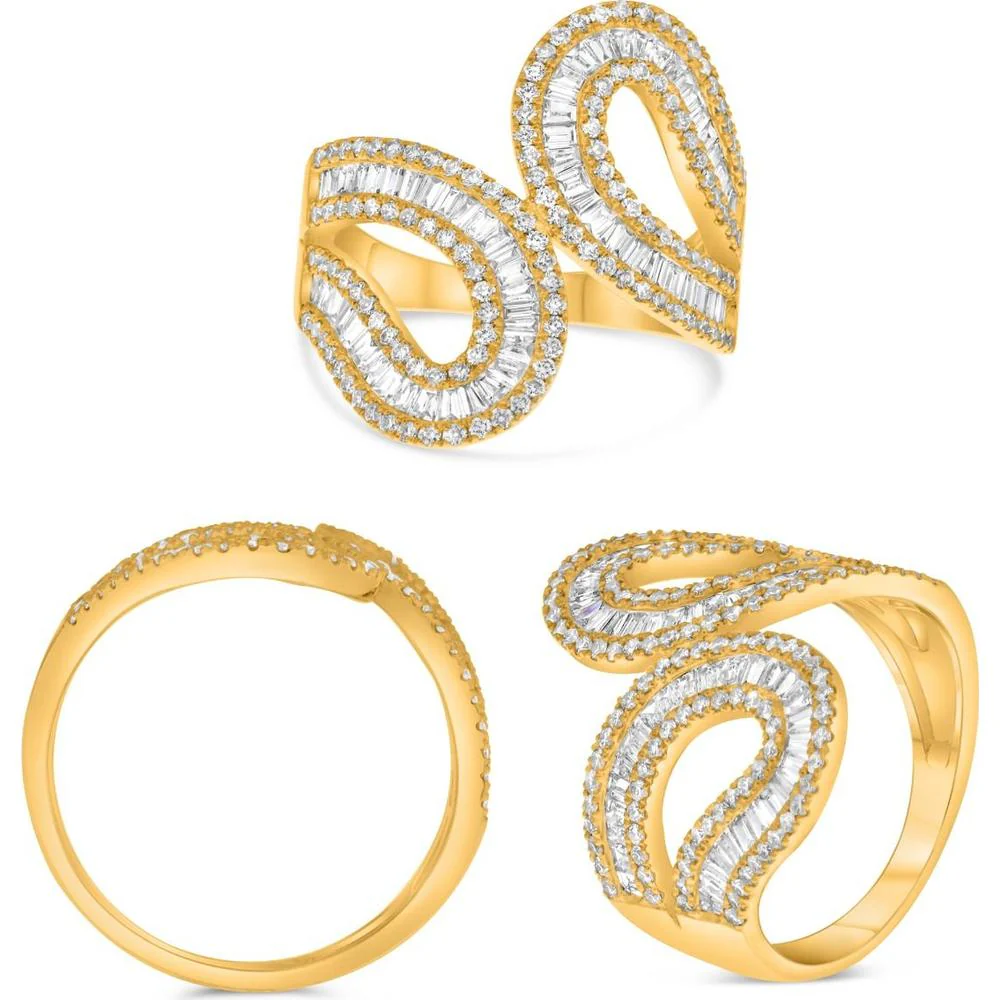 Roman & Jules - 18K Yellow Gold Ring with Baguette and Round Diamonds - 1.35 Carat Total Diamond Weight
