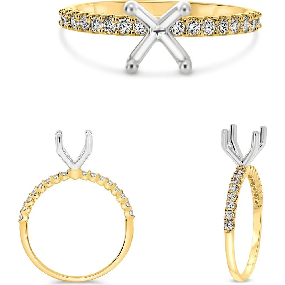 Roman & Jules - 18K Yellow Gold Shared Prong Diamond Ring - 0.25 Carat Total Diamond Weight